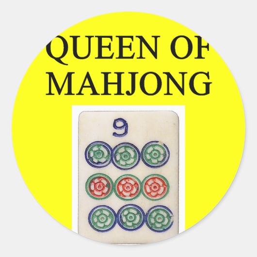 koningin MAHJONG Ronde Sticker (Voorkant)