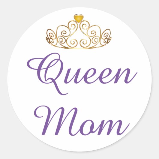Koningin Mam met Tiara Ronde Sticker (Voorkant)