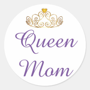 Koningin Mam met Tiara Ronde Sticker