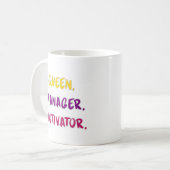 Koningin Manager Motivator Borstel Schrift Typogra Koffiemok (Voorkant links)