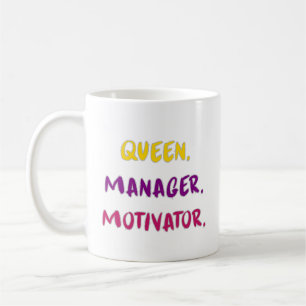 Koningin Manager Motivator Borstel Schrift Typogra Koffiemok