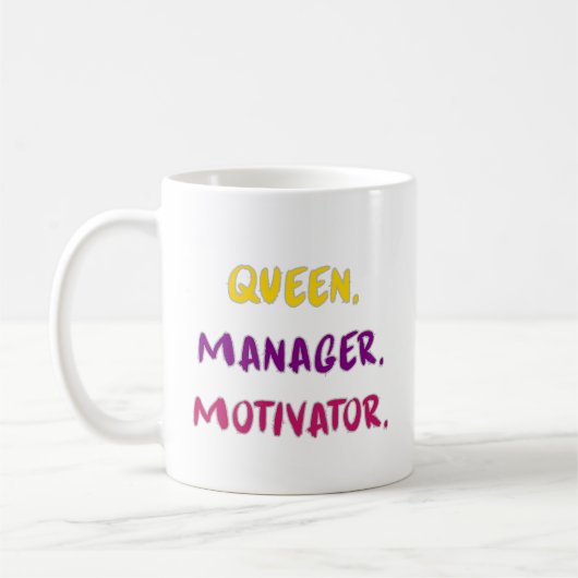 Koningin Manager Motivator Borstel Schrift Typogra Koffiemok (Links)