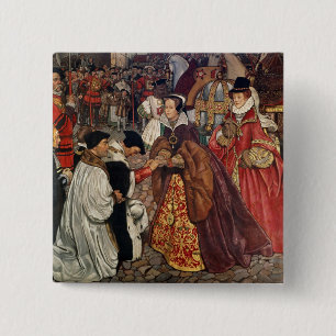 Koningin Mary en Princess Elizabeth Vierkante Button 5,1 Cm