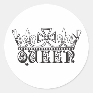 Koningin met kroon ronde sticker