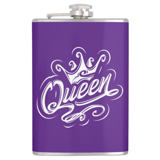 Koningin met kroon, Typografie Design Heupfles (Voorkant)