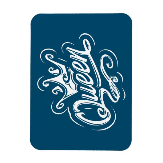 Koningin met kroon, Typografie Design Magneet (Verticaal)