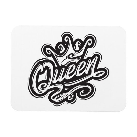 Koningin met kroon, Typografie Design Magneet (Horizontaal)