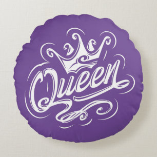 Koningin met kroon, Typografie Design Rond Kussen