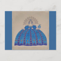 Koningin Mode Bord ~ Briefkaart Franse Vintage