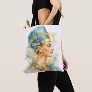 Koningin Nefertiti Aquarel Oude Egyptische Kunst Draagtas
