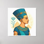 Koningin Nefertiti - Elegant Egyptisch symbool Canvas Afdruk (Voorkant)
