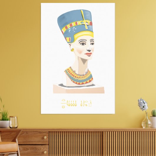 Koningin Nefertiti en Cartouche rechthoekig Poster Canvas Afdruk (Insitu (Woonkamer))
