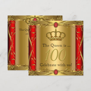 Koningin of Koning Koninklijk Rood Goud 100ste Ver Kaart