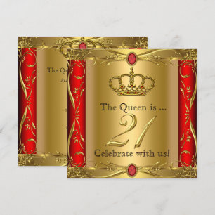 Koningin of Koning Majestueus Rood Goud 21e Verjaa Kaart
