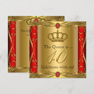 Koningin of Koning Majestueus Rood Goud 40e Verjaa Kaart
