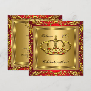 Koningin of Koning Regaal Rode Gouden Verjaardagsf Kaart