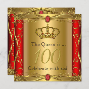 Koningin of Koning Regal Red Gold 100th Birthday P Kaart