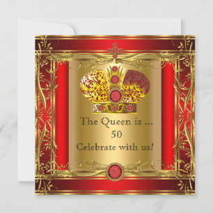 Koningin of Koning Regal Red Goud 50ste Verjaardag Kaart