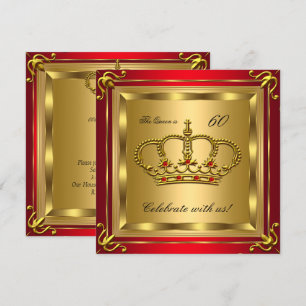 Koningin of Koning Regal Rode Gouden Verjaardagsfe Kaart