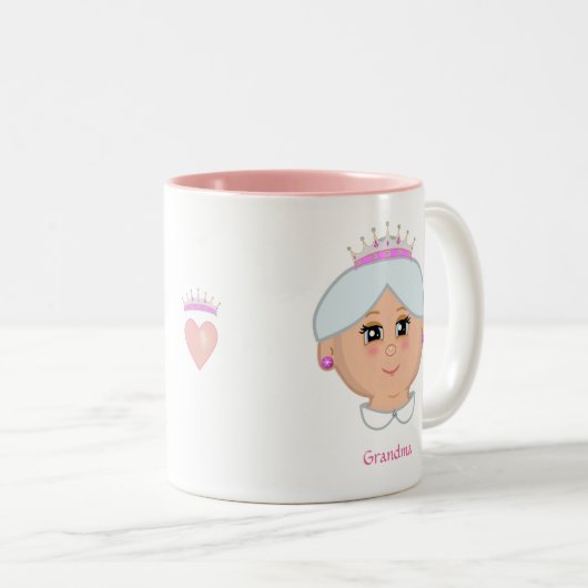 Koningin Oma met bewerkbare Tekst & Hart Tweekleurige Koffiemok (Voorkant rechts)