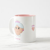 Koningin Oma met bewerkbare Tekst & Hart Tweekleurige Koffiemok (Voorkant links)