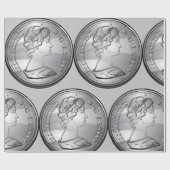 Koningin op een munt cadeaupapier (Vlak)