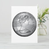 Koningin op een munt kaart (Staand voorkant)