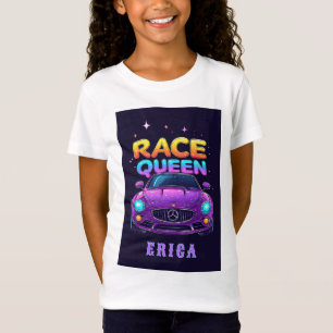Koningin Paarse Auto Meisjes Neon Stijl 👑 T-shirt