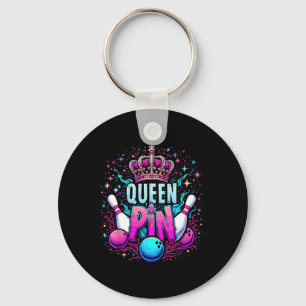 Koningin Pin Shirt Bowler Bowling League Voor Bowl Sleutelhanger