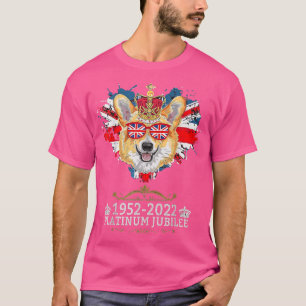 Koningin Platinum Jubileum Corgi met Kroon Hond Ha T-shirt