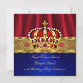 Koningin Red Crown Royal Blue Gold Birthday 4 Kaart (Voorkant)