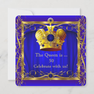 Koningin Royal Blauw Paars Goud 50ste Verjaardagsf Kaart
