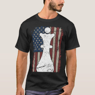 Koningin Schaakstuk USA Vlag Meisje Dames Vrouwen T-shirt