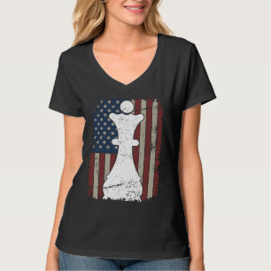 Koningin Schaakstuk USA Vlag Meisje Dames Vrouwen T-shirt