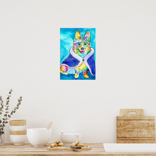Koningin Splooty Regenboog Corgi Poster (Keuken)