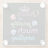 "Koningin van alles" Glazen Onderzetter (Achterkant)