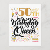 Koningin van de 50e verjaardag briefkaart (Voorkant)