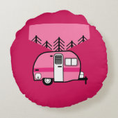 Koningin van de Camper - Funny Camping RV Caravan Rond Kussen (Achterkant)