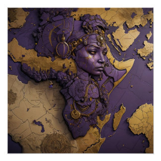Koningin van de Gouden Diaspora – Afro-Futuristisc Perfect Poster