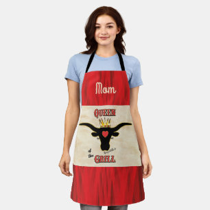 Koningin van de Grill - Longhorn Cow Apron Schort