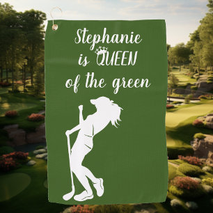 Koningin Van de Groene Golf Golfen voor Haar Golf Golfhanddoek