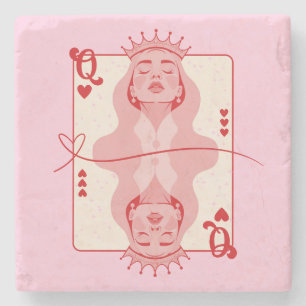 Koningin van de harten, rode en roze kunst stenen onderzetter