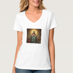 Koningin van de Hemel katholieke V-hals T-shirt vo