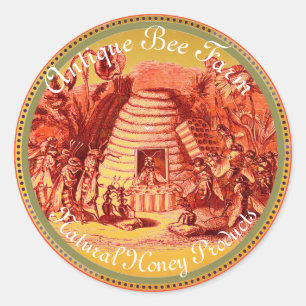 KONINGIN VAN DE HONING IN SKEP/BEEKEEPER Cirkel Ronde Sticker
