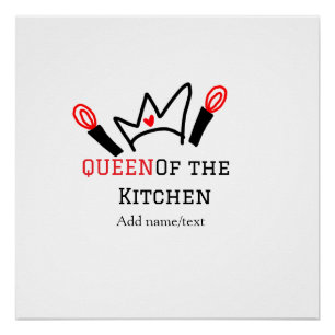 Koningin van de keuken chef koken voeg naam kroon perfect poster
