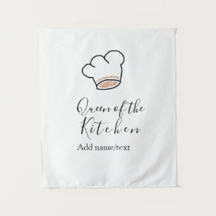 Koningin van de keuken chef koken voeg naam kroon wandkleed