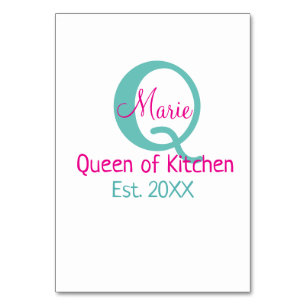 Koningin van de keuken monogram groen roze eenvoud kaart