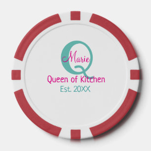 Koningin van de keuken monogram groen roze eenvoud poker chips