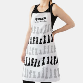 Koningin van de keuken schaak zwart wit patroon schort