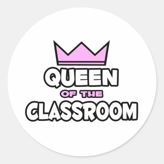 Koningin van de klas ronde sticker (Voorkant)